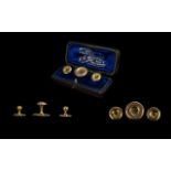 Antique Boxed Trio ( 3 ) of Gents 15ct Gold Studs. Marked 625 and 18ct.