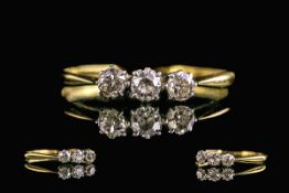 18ct Gold and Platinum 3 Stone Diamond Set Ring, Marked 18ct and Platinum to Shank. Diamonds of Good