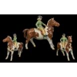 Beswick Hand Painted Girl on Pony Figure - Skewbald Colourway. Model No 1499. Issued 1957 - 1965.