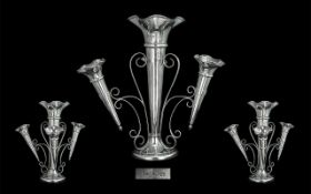 Walker & Hall Large and Impressive Sterling Silver 4 Branch Epergne of Excellent Proportions.