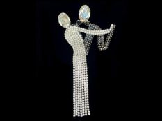 Butler & Wilson Large Crystal Brooch, depicting a man and lady dancing,