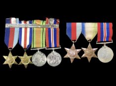 World War Two Interest, two lots of medals on bar, four and three.