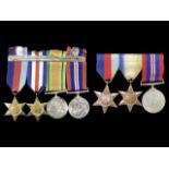 World War Two Interest, two lots of medals on bar, four and three.