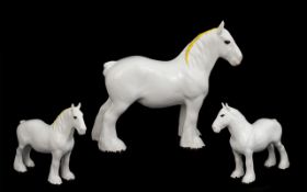 Beswick Hand Painted Shire Horse ' Shire Mare ' White Colourway, Without Harness. Model No 818.