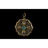 Antique Gold Pendant, set with Aquamarine stone to centre, unmarked.