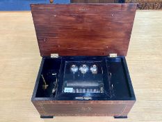 A Late 19th Century Swiss Music Box, crank driven,