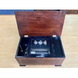 A Late 19th Century Swiss Music Box, crank driven,
