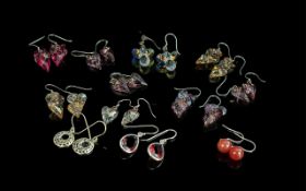 Collection of Elegant Pairs of Earrings ( For Pierced Ears ) Various Shapes, Sizes and Colours.