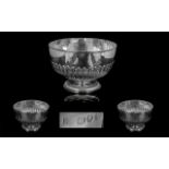 Victorian Period - Superb Quality Sterling Silver Punch Bowl with Half Ribbed Body and Foot. In