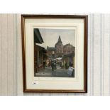 Tom Dodson Limited Edition Coloured Print. Numbered 55/500. Titled ' Market Day '. Mounted and