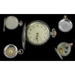 Swiss Made - Excellent Silver Demi Hunter Keyless Pocket Watch, With Gold Chapter Ring.