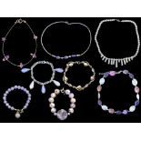 Collection of Semi Precious Stones & Silver Based Jewellery. Consists of 3 Necklaces & 5 Bracelets.