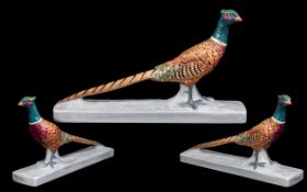 Beswick Hand Painted Pheasants Figure ' Pheasant on a Pottery Base ' Model No 1774. Designer A.