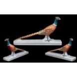 Beswick Hand Painted Pheasants Figure ' Pheasant on a Pottery Base ' Model No 1774. Designer A.