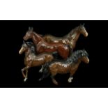 A Collection of 3 Beswick Horses to include, 'Stocky Jockey Mare', 'Shetland Pony', 'Swish Tail