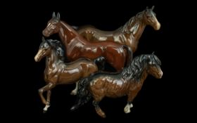 A Collection of 3 Beswick Horses to include, 'Stocky Jockey Mare', 'Shetland Pony', 'Swish Tail