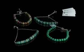 Four Bead & Silver Bracelets,