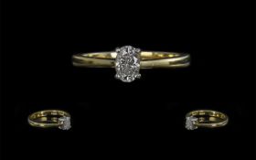 18ct Gold Attractive and Contemporary Single Stone Diamond Set Ring. Full Hallmark for 750 - 18ct.