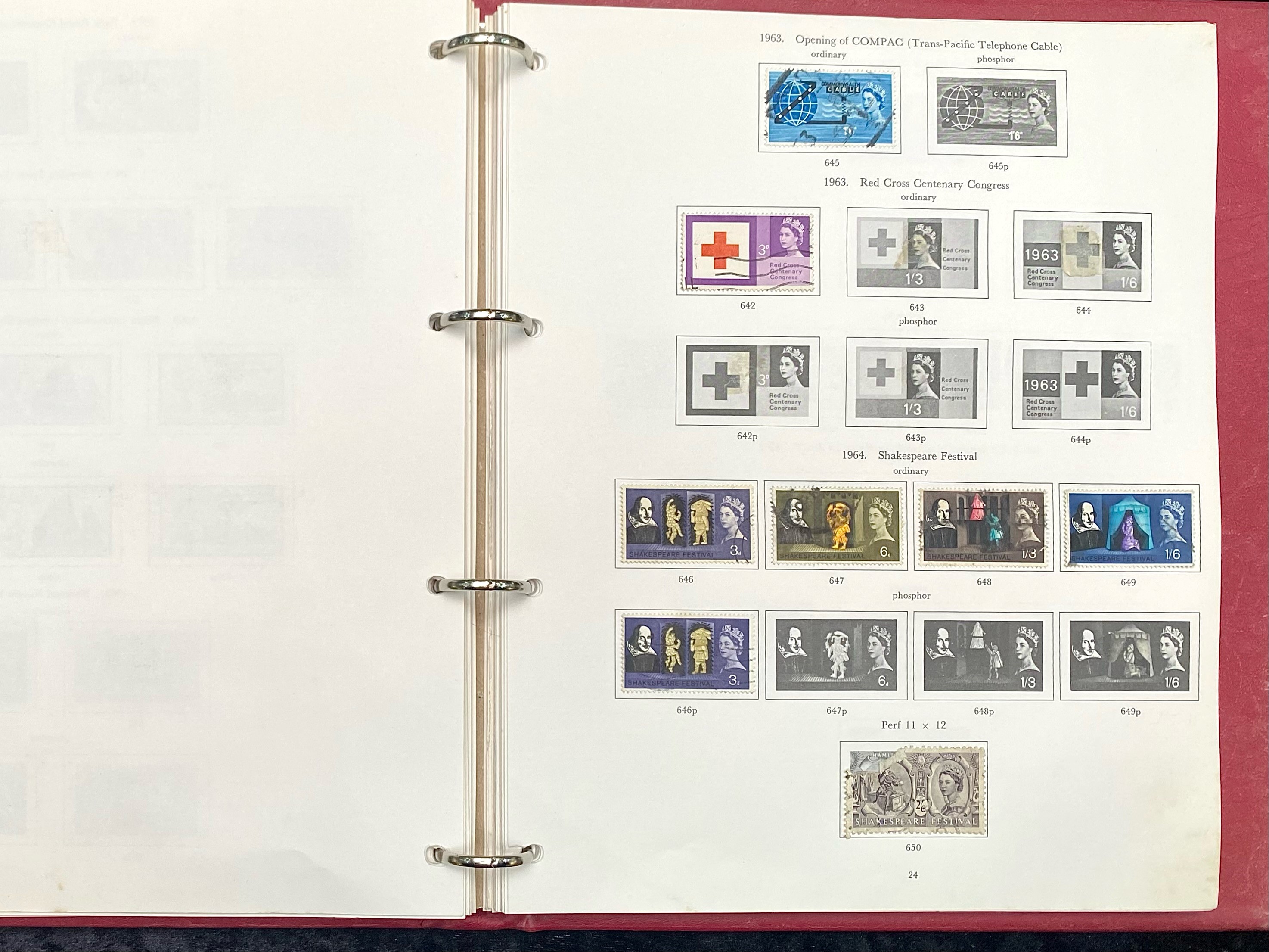 Stamp interest: Red Stanley Gibbons loose leaf illustrated GB stamp album - Partially filled with - Image 4 of 4