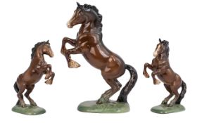 Beswick Hand Painted Horse Figure ' Welsh Cob ' Rearing. Model No 1014. Designer A. Gredington.