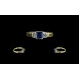 18ct Gold Attractive Sapphire and Diamond Set Dress Ring.
