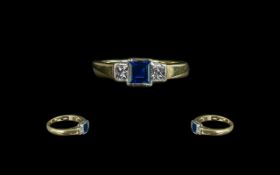 18ct Gold Attractive Sapphire and Diamond Set Dress Ring.