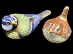 Two Royal Crown Derby Bird Paperweights,