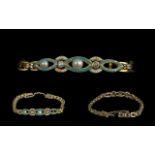 Antique Period Attractive 18ct Gold & Enamel Diamond & Pearl Set Exquisite Bracelet,
