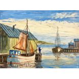 Hilbert Svend Petersen (Danish Born 1912) Two Paintings 'A Scandinavian Marina' and 'A