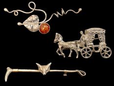 Miniature Silver & Marcasite Stagecoach Brooch.