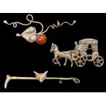 Miniature Silver & Marcasite Stagecoach Brooch.