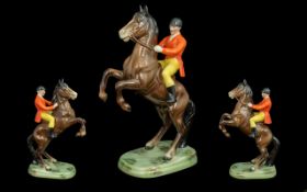 Beswick Hand Painted Rider and Horse Figure ' Huntsman on Rearing Horse ' Model no 868.