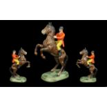 Beswick Hand Painted Rider and Horse Figure ' Huntsman on Rearing Horse ' Model no 868.