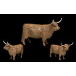 Beswick - Hand Painted Cow Figure ' Highland ' Cow, Tan Colourway. Model No 1740.