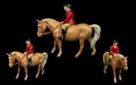 Beswick Hand Painted Pony and Rider Figure ' Boy on Pony ' Palomino. Model No 1500. Designer A.