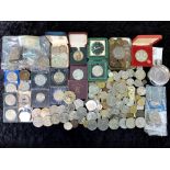 Box of Assorted Coins, including George V Half-Crowns, Silver Jubilee Crowns, assorted coppers,