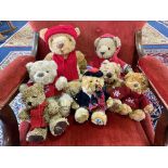 Collection of House of Fraser Teddy Bears, comprising 2008, 2010, 2012, 2016, 2005,