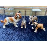 Four Porcelain Dog Figures, comprising a King Charles Spaniel 7" tall, a French Bulldog, 4.