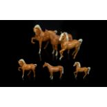 Beswick Fine Trio of Handpainted 'Palomino' colourway Horse Figures.