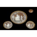 9ct Gold Pleasing Shell Cameo Brooch of oval form, with classical figure within reeded border.