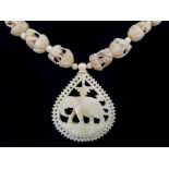 Camel Bone Necklace with Elephant Pendant,