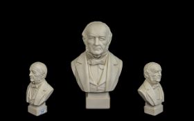 A Mid 19thC Parian Bust Of Lord Palmerston, Raised On A Square Base, Unsigned,