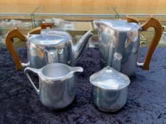 Piquot Ware Hot Water Jug/Coffee Pot, tea pot, milk jug and sugar bowl.