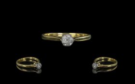 Ladies 18ct Gold Attractive and Contemporary Single Stone Diamond Set Ring. Full Hallmark to