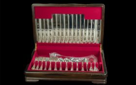 Canteen of Cutlery, King's pattern, complete set as new, housed in wooden fitted case line in red.