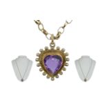 Victorian Period 1837 - 1901 Attractive 9ct Gold Heart Shaped Pendant set with a fine quality