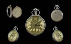 Antique Period Sterling Silver - Fusee Key-wind Pair Case Pocket Watch. Hallmark Birmingham 1923.