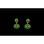 Green Jade Drop Earrings,