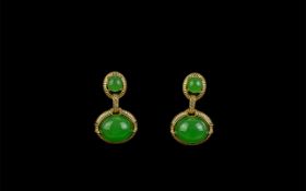 Green Jade Drop Earrings,