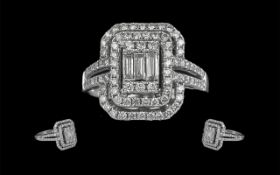 18ct White Gold Superb Quality Diamond Set Dress Ring. Full Hallmark to Interior of Shank.